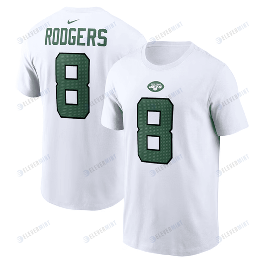 Aaron Rodgers 8 New York Jets T-Shirt - White